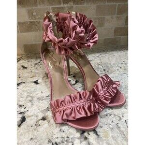 Sam Edelman Sawyer Carmine Rose Stiletto Heel Open Toe Ankle Cuff Size 6 Sandals